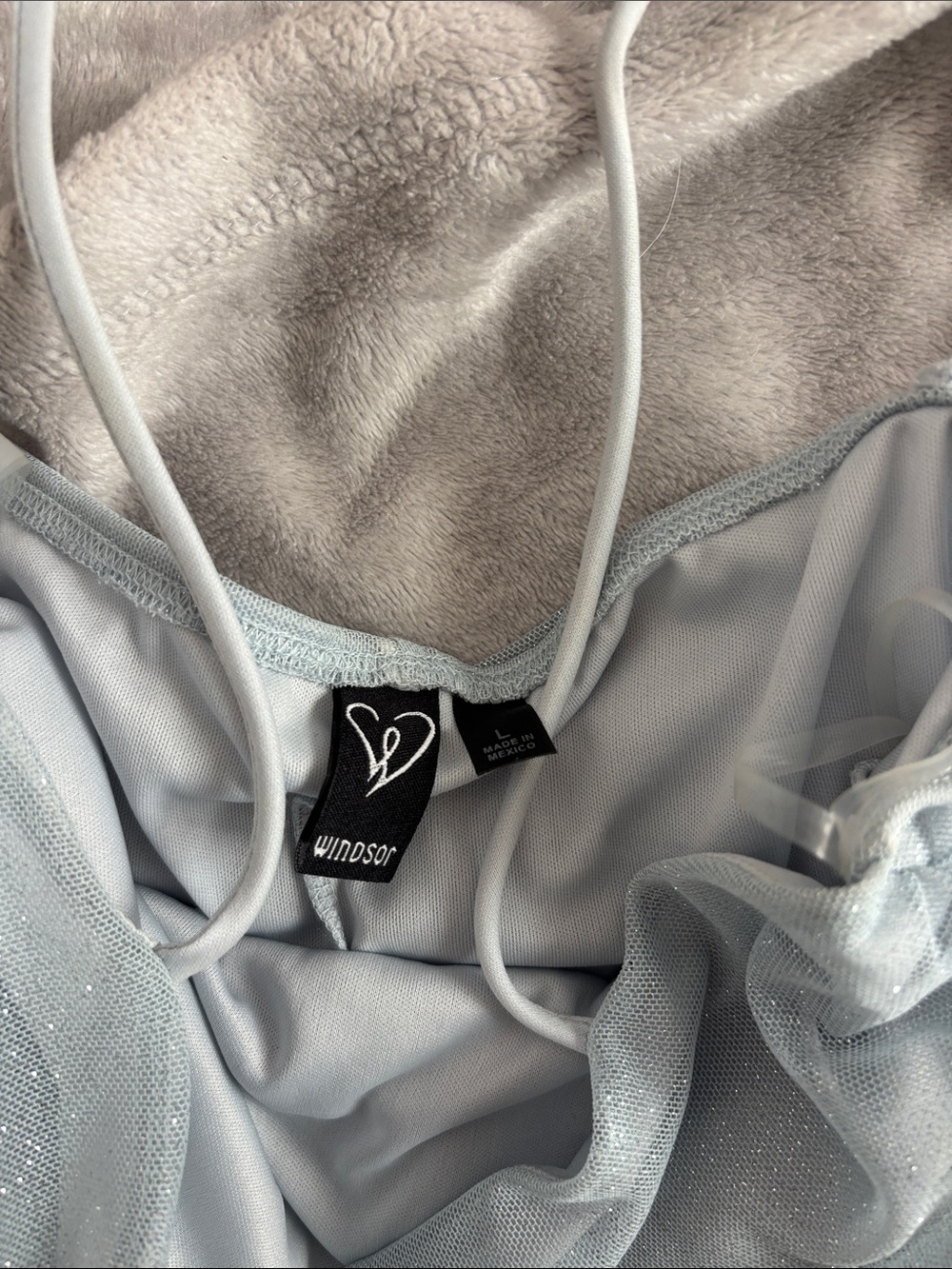 Windsor Light Blue Glitter Ruched Slip Dress - Picture 2 of 2
